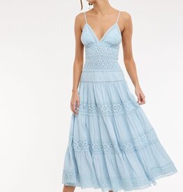 Floral Embossed Lace Solid Midi Dress