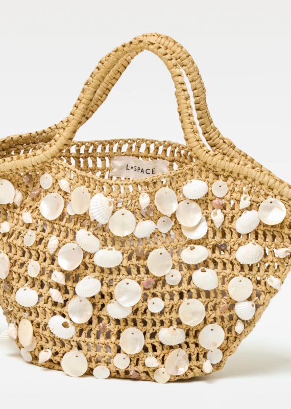 L Space Alba Raffia Shell Hand Bag Cream/Natural