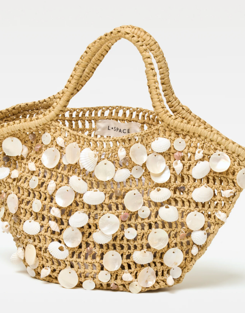 L Space Alba Raffia Shell Hand Bag Cream/Natural