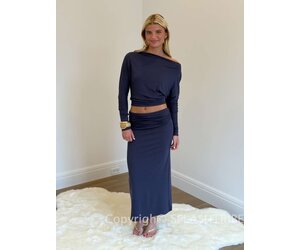 One Shoulder Long Sleeve Top & Midi Skirt Set - SPLASH