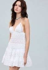 Floral Embossed Lace Solid Mini Dress