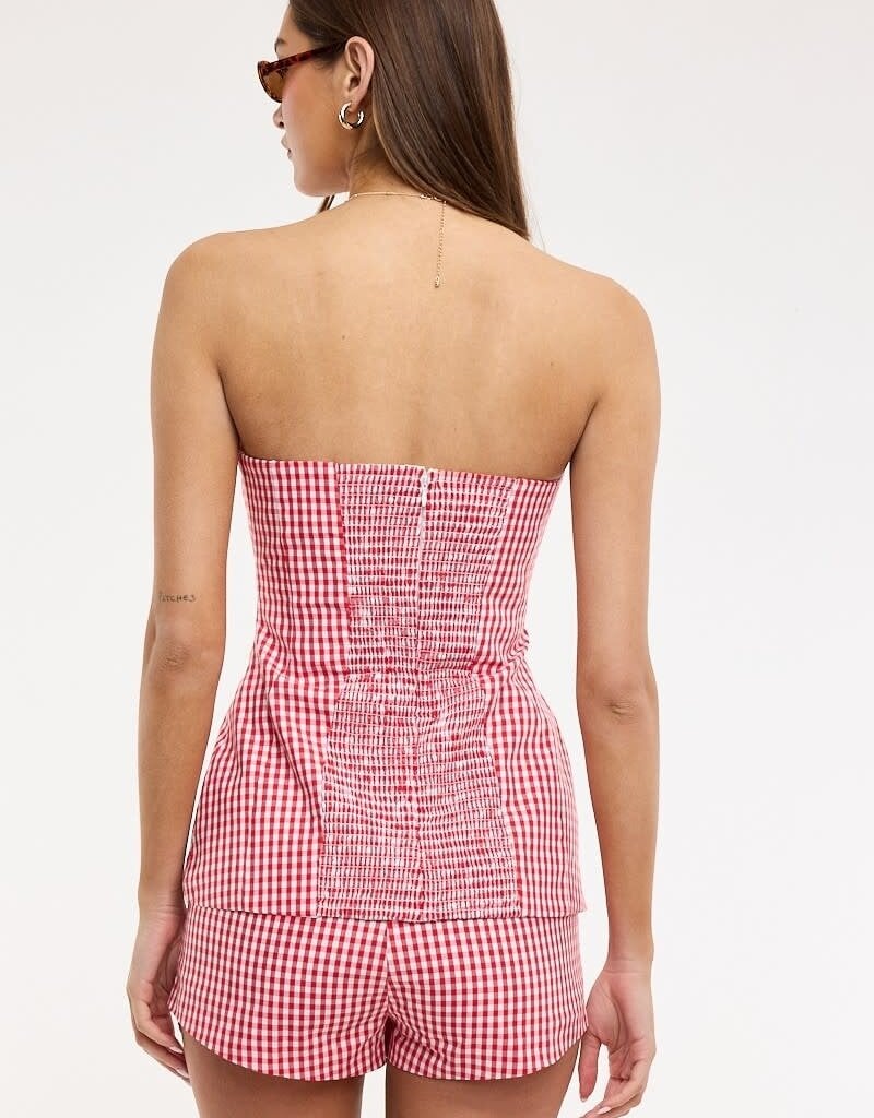 Gingham Strapless A Line Top & Short Set