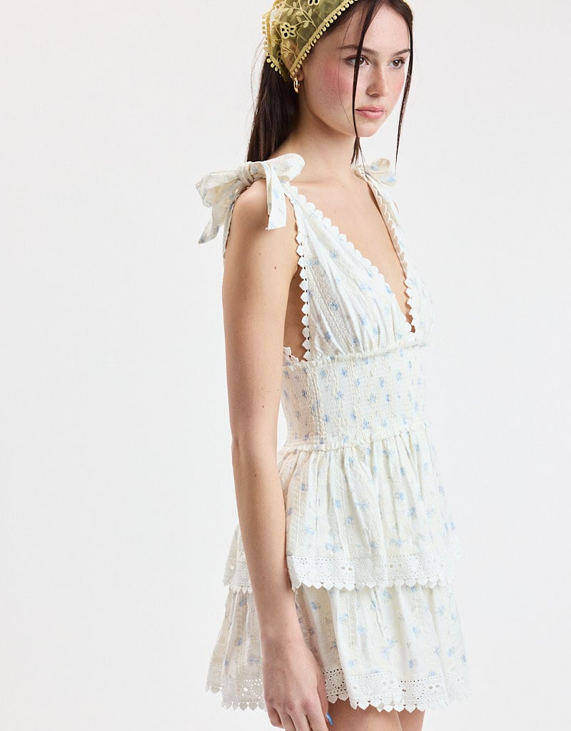 Thick Tie Strap Tiered Mini Dress