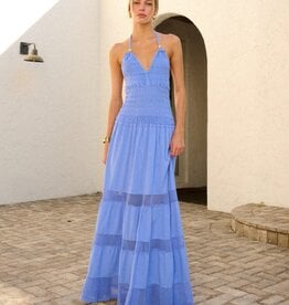 Carolina Halter Bead and Crochet Detail Maxi Dress