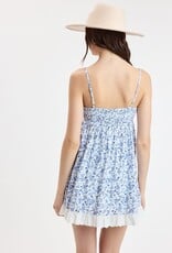 Floral Lace Trim Swing Mini Dress