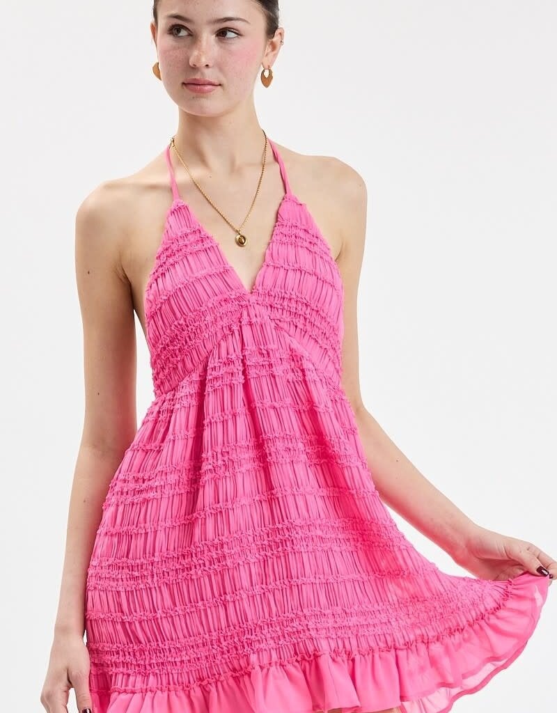 Tiered Ruffle Halter Swing Mini Dress