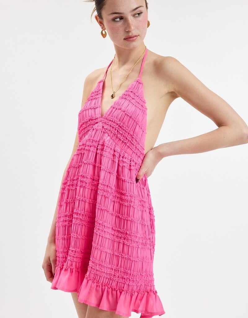 Tiered Ruffle Halter Swing Mini Dress