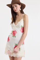 Red Rose Backless Wide Lace Mini Dress