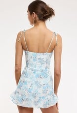 Ribbon Floral Layered Ruffle Skort Mini Dress