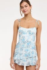 Ribbon Floral Layered Ruffle Skort Mini Dress