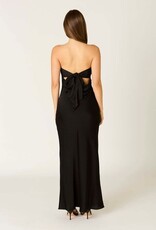 Schmitt Satin Strapless Tie Back Maxi Dress