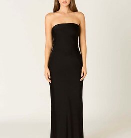 Schmitt Satin Strapless Tie Back Maxi Dress