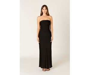 Schmitt Satin Strapless Tie Back Maxi Dress - SPLASH