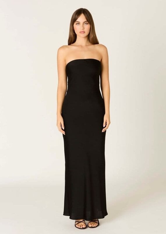 Schmitt Satin Strapless Tie Back Maxi Dress
