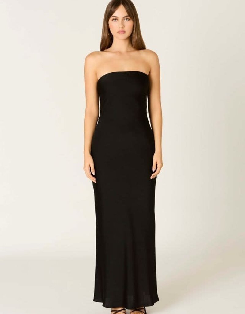 Schmitt Satin Strapless Tie Back Maxi Dress