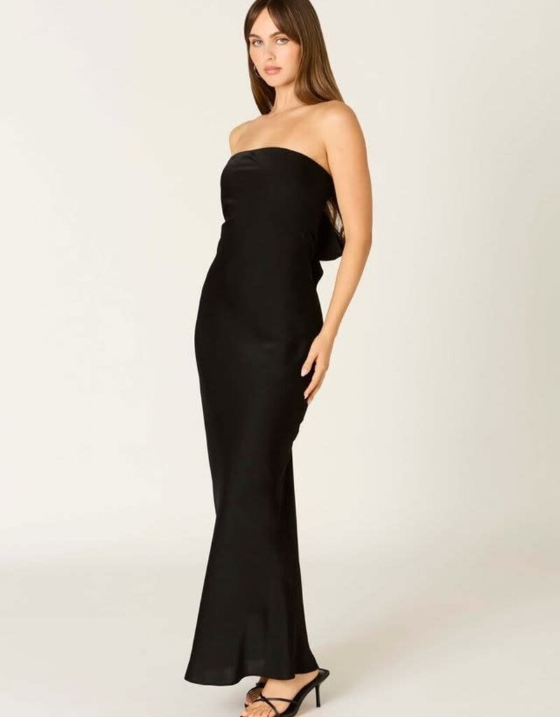 Schmitt Satin Strapless Tie Back Maxi Dress