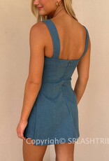 Corson Slit Side Denim Skort Mini Dress