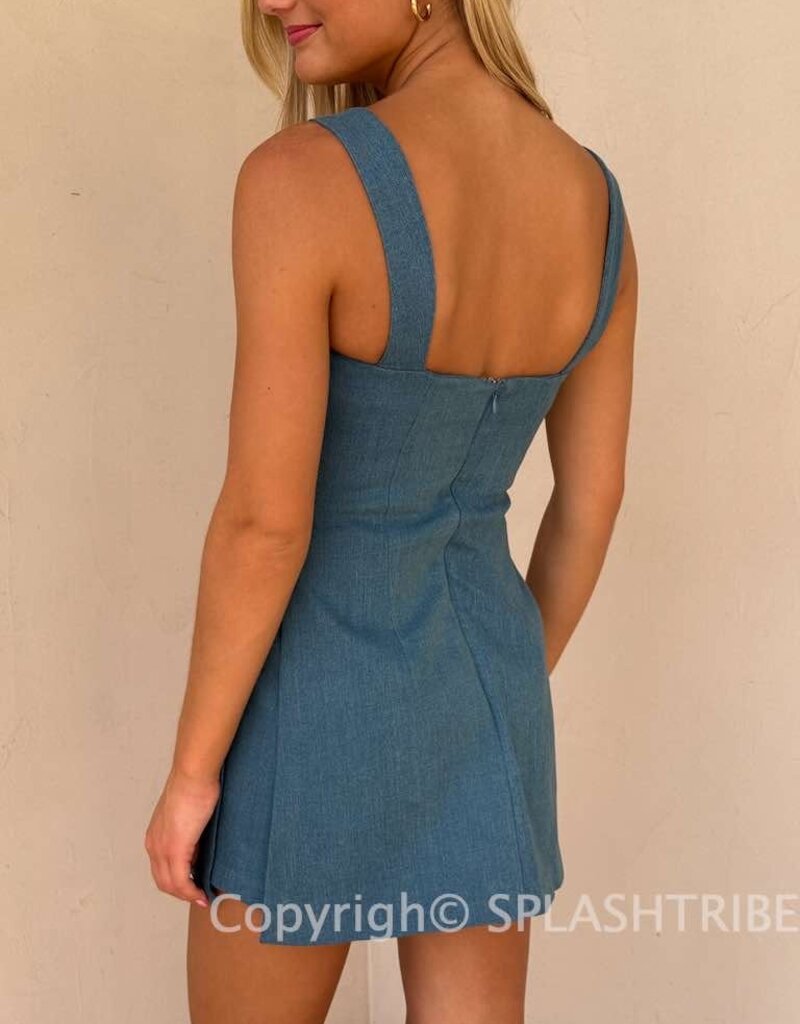 Corson Slit Side Denim Skort Mini Dress