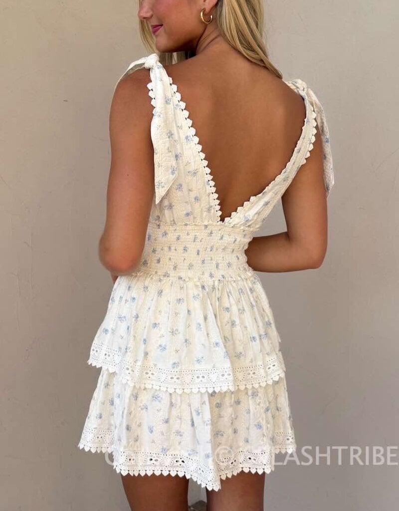 Thick Tie Strap Tiered Mini Dress