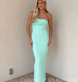 Strapless Scattered Bead Sequin Maxi Dress