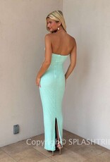 Strapless Scattered Bead Sequin Maxi Dress