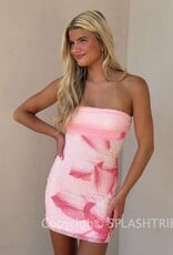 Renner Floral Strapless Sequin Beaded Mini Dress