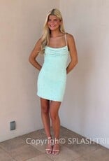 Pearl Bead Spaghetti Strap Mini Dress