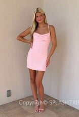 Pearl Bead Spaghetti Strap Mini Dress