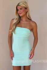 Rory Strapless Mesh Beaded Mini Dress