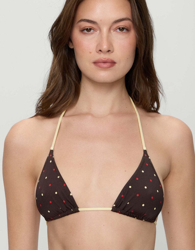 Frankies Bikinis Nick Triangle Shine Satin Reversible Bikini Top