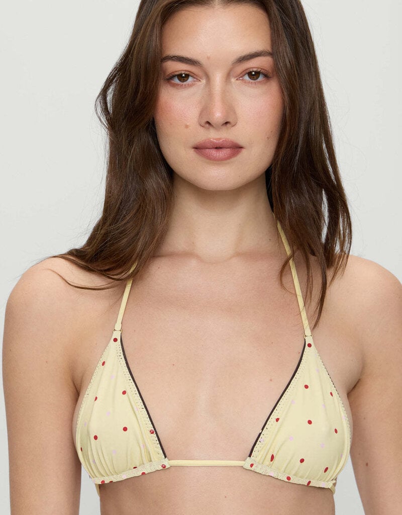 Frankies Bikinis Nick Triangle Shine Satin Reversible Bikini Top