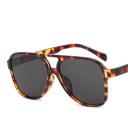 Vintage Double Bridge Aviator Sunglasses Leopard Grey