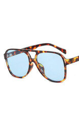 Vintage Double Bridge Aviator Sunglasses Leopard Blue