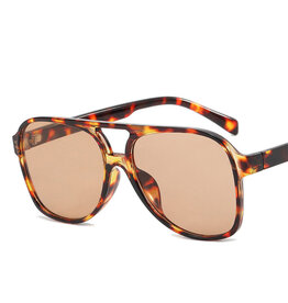 Vintage Double Bridge Aviator Sunglasses Leopard