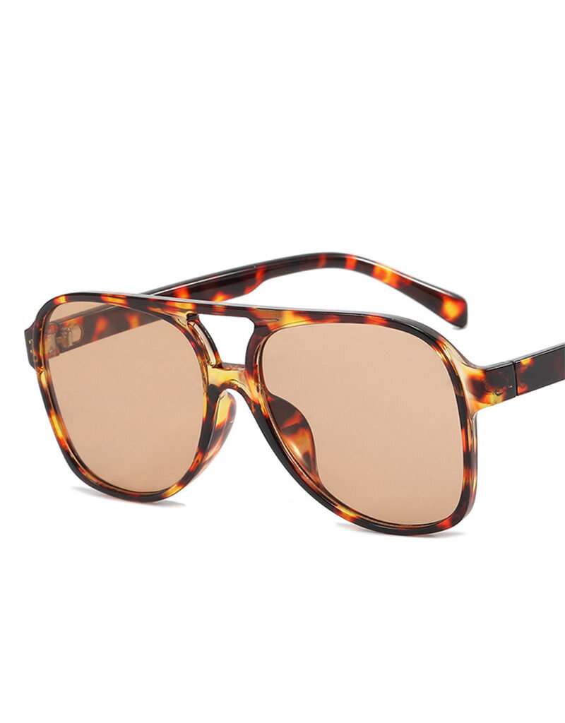 Vintage Double Bridge Aviator Sunglasses Leopard