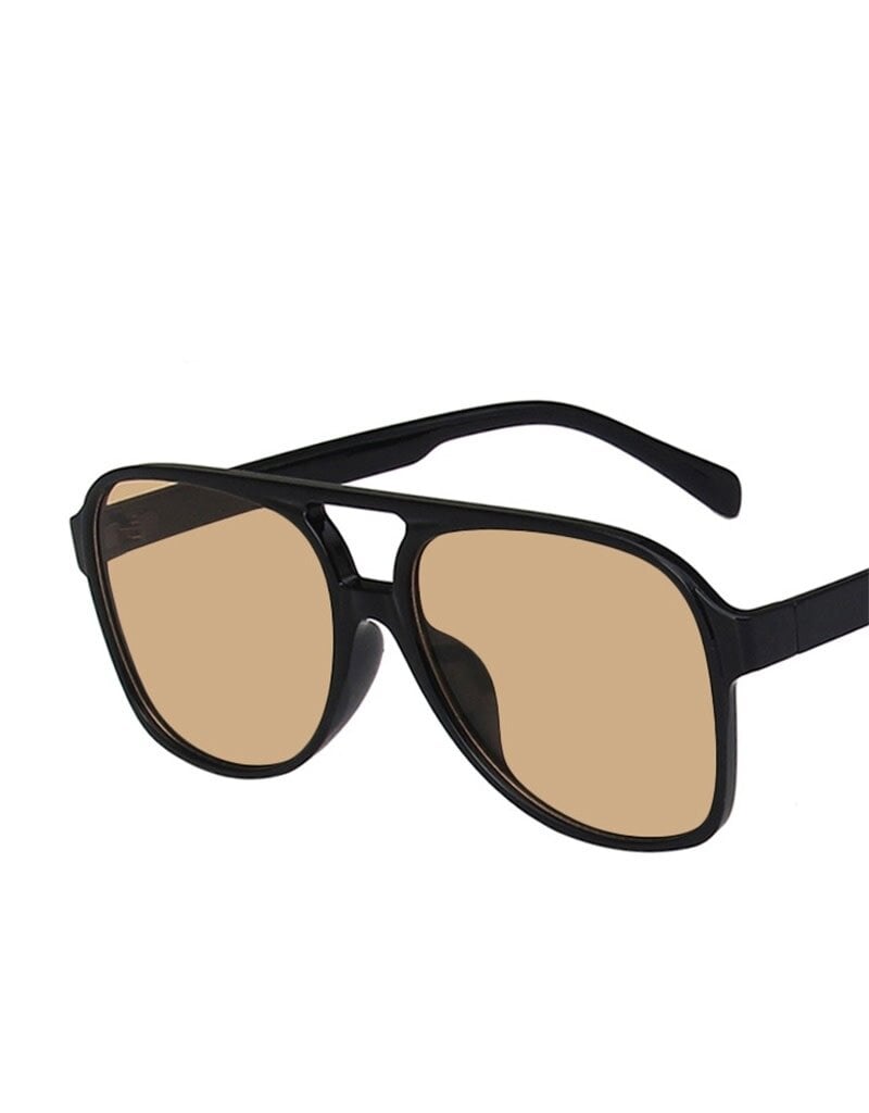 Vintage Double Bridge Aviator Sunglasses Light Black