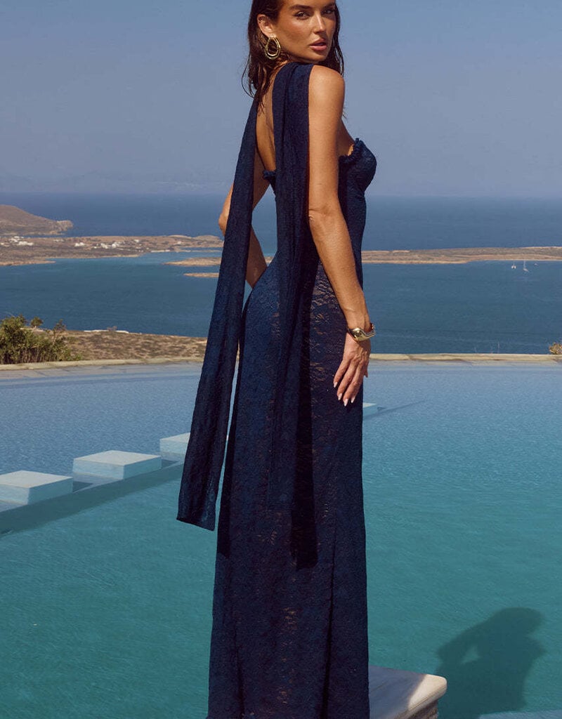 Amana Strapless Scarf Maxi Dress