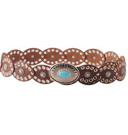 Oval Disc Belt With Turquoise Stone Buckle