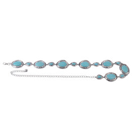 Large Turquoise Stone Chain Belt Silver