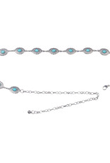 Small Concho Turquoise Stone Chain Belt Silver