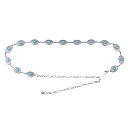 Small Concho Turquoise Stone Chain Belt Silver