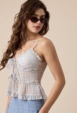 Pastel Ditsy Double Front Tie Chiffon Cami Top