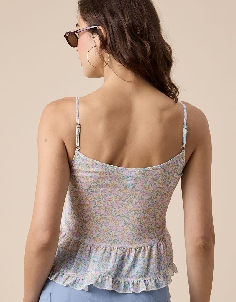 Pastel Ditsy Double Front Tie Chiffon Cami Top