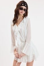 Chiffon Ruffle Long Flare Sleeve Mini Dress
