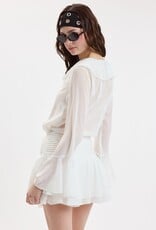 Chiffon Ruffle Long Flare Sleeve Mini Dress