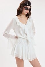Chiffon Ruffle Long Flare Sleeve Mini Dress