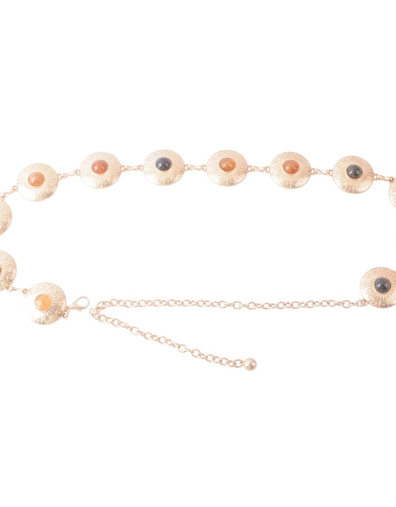 Eye of the Tiger Multicolor Gemstone Chain Belt Gold