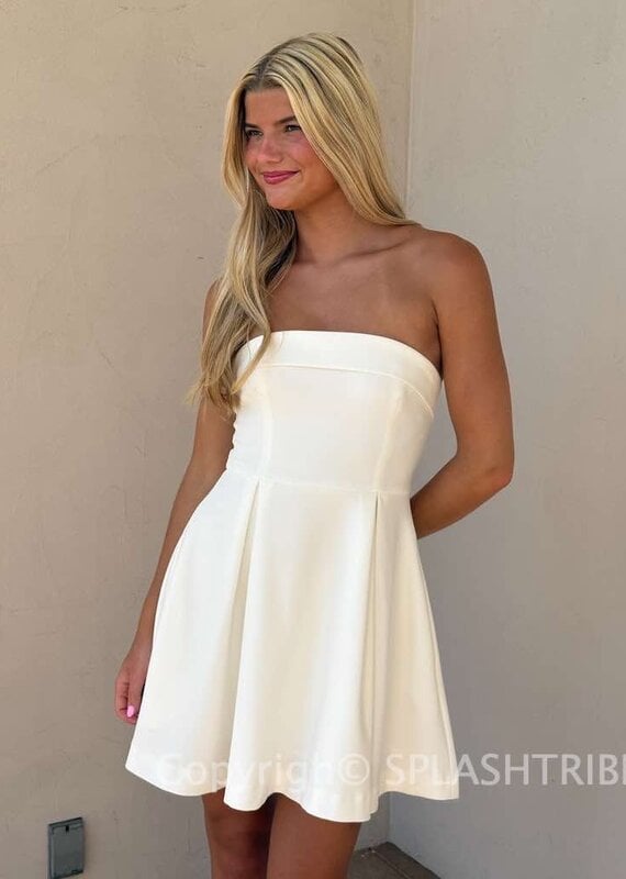 Whisper Foldover Pleat Mini Dress