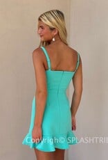 Whisper Square Neck Frill Mini Dress