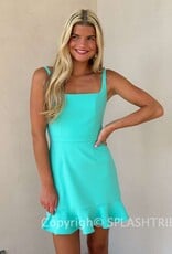 Whisper Square Neck Frill Mini Dress